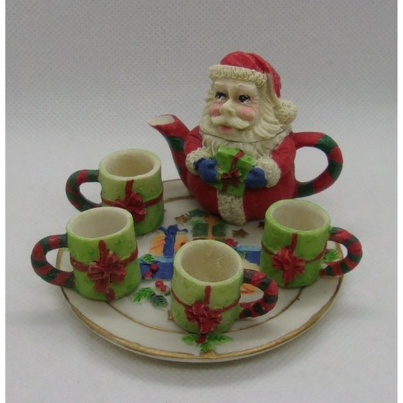 C&F Enterprises Other - C&F Enterprises Miniature Resin Santa Claus Tea Set #48439  1995